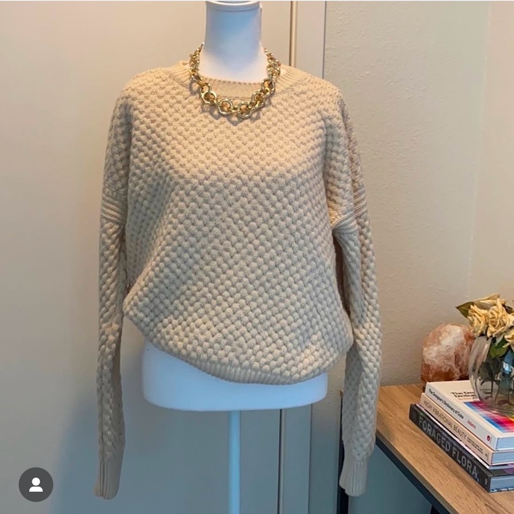 Vince Cream Textured Crew Neck Sweater